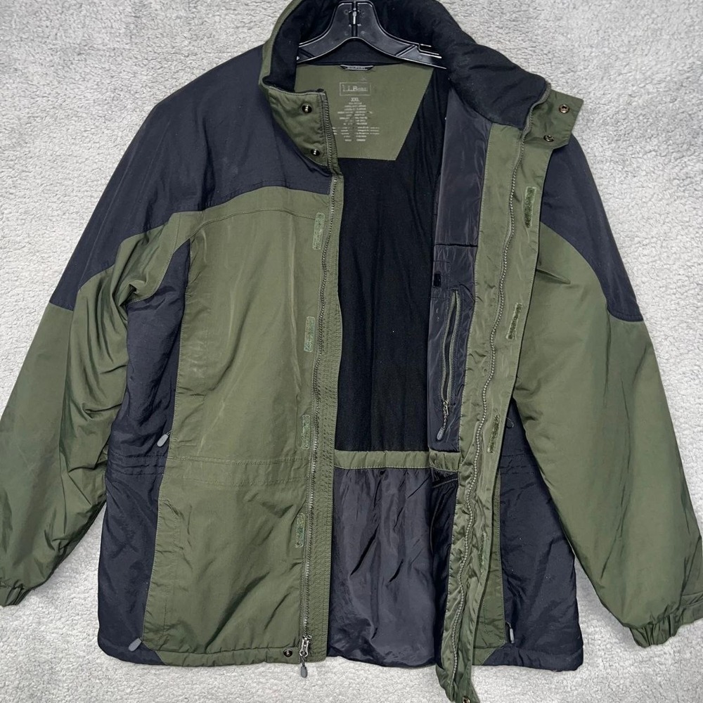 LL Bean‎ Parka Jacket Men's Size 2XL XXL Green Black Color Block Primaloft Ski - Picture 2 of 13